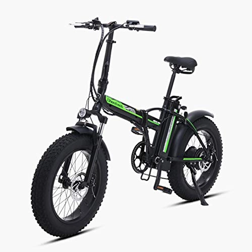 Folding Electric Mountain Bike : ZBB 500W Electric Foldable Bicycle Mountain Snow E-bike Road Cycling 15Ah 48V Lithium Battery 20 inch Fat Tire 7 Variable Speed with Dual Disk Brakes Up To 100 Kilometer, Black