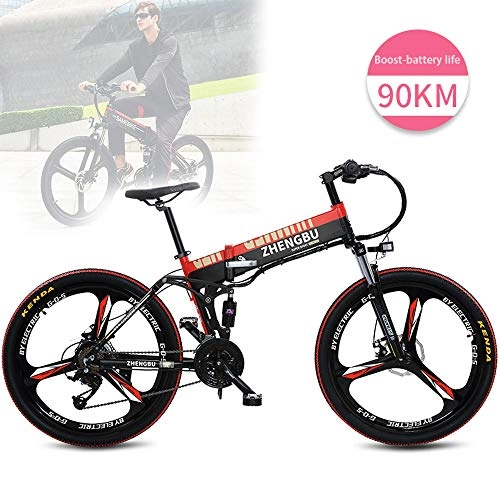 Folding Electric Mountain Bike : ZDTVU Electric Mountain Bike, Foldable with Adjustable Seat Aluminum Alloy Frame Smart LCD Meter 27 Speed48V10Ah for Adult