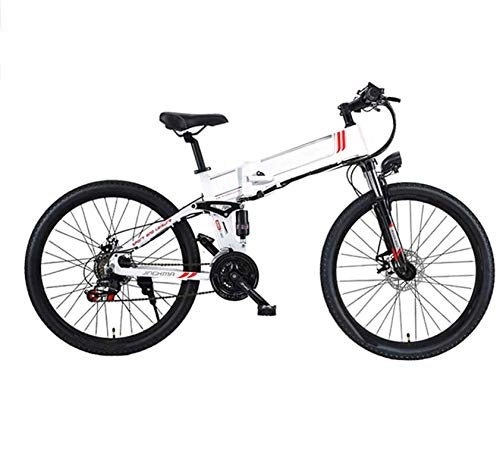 Folding Electric Mountain Bike : ZJZ 26'' Electric Bike, Folding Electric Mountain Bike with 48V 10Ah Lithium-Ion Battery, 350 Motor Premium Full Suspension And 21 Speed Gears, Lightweight Aluminum Frame