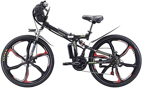 Folding Electric Mountain Bike : ZJZ 26'' Folding Electric Mountain Bike, 350W Electric Bike with 48V 8Ah / 13AH / 20AH Lithium-Ion Battery, Premium Full Suspension And 21 Speed Gears