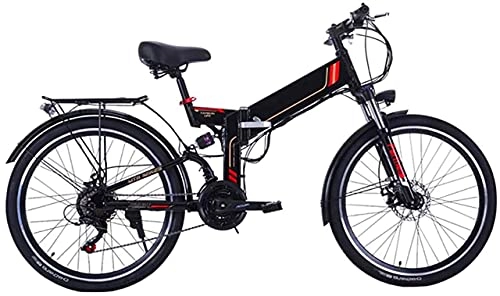 Folding Electric Mountain Bike : ZJZ 26 Inch Electric Bike Folding Mountain E-Bike 21 Speed 36V 8A / 10A Removable Lithium Battery Electric Bicycle for Adult 300W Motor High Carbon Steel Material