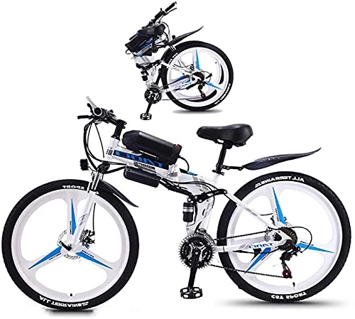 Folding Electric Mountain Bike : ZJZ Bikes, Folding Electric Mountain Bike 26 Inch Fat Tire bike 350W Motor, Full Suspension And 21 Speed Gears with LCD Backlight 3 Riding Modes for Adult And Teens