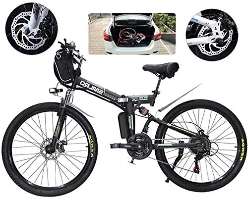 Folding Electric Mountain Bike : ZJZ E-Bike Folding Electric Mountain Bike, 500W Snow Bikes, 21 Speed 3 Mode LCD Display for Adult Full Suspension 26" Wheels Electric Bicycle for City Commuting Outdoor Cycling