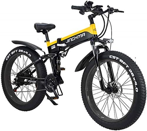 Folding Electric Mountain Bike : ZJZ Electric Mountain Bike 26" Folding Electric Bike 48V 500W 12.8AH Hidden Battery Design with LCD Display Suitable 21 Speed Gear and Three Working Modes