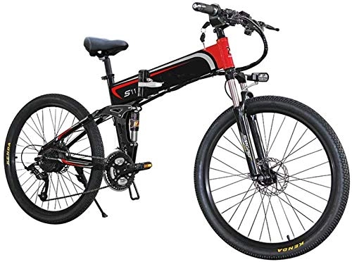 Folding Electric Mountain Bike : ZJZ Men Mountain Bike Bikes All Terrain with Lcd Display Folding Electronic Bicycle 1000w 7 Speed 48v 14ah 26 4 Inch Electric Bike Full Suspension for Men Adult
