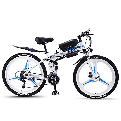 Folding Electric Mountain Bike : ZLZNX 26'' Electric Bike Foldable Mountain Bicycle for Adults 36V 350W 13AH Removable Lithium-Ion Battery E-Bike Fat Tire Double Disc Brakes LED Light, E, 10AH