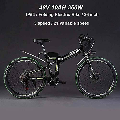 Folding Electric Mountain Bike : ZLZNX Electric Bikes for Adult, Magnesium Alloy Ebikes Bicycles All Terrain, 26" 36V 350W 13Ah Removable Lithium-Ion Battery Mountain Ebike, Green