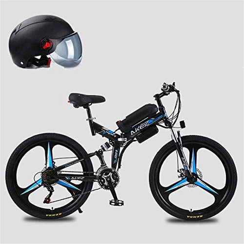 Folding Electric Mountain Bike : ZMHVOL Ebikes, 26'' 350W Motor Folding Electric Mountain Bike, Electric Bike with 48V Lithium-Ion Battery, Premium Full Suspension And 21 Speed Gears ZDWN (Color : Blue, Size : 10AH)