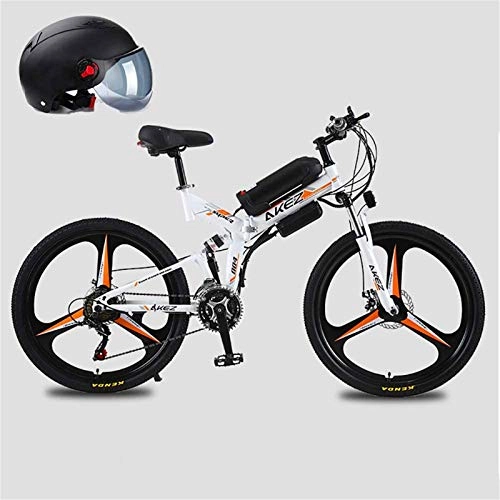 Folding Electric Mountain Bike : ZMHVOL Ebikes, 26'' 350W Motor Folding Electric Mountain Bike, Electric Bike with 48V Lithium-Ion Battery, Premium Full Suspension And 21 Speed Gears ZDWN (Color : White, Size : 10AH)