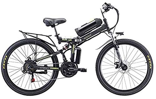 Folding Electric Mountain Bike : ZMHVOL Ebikes, 26'' Folding Electric Mountain Bike with Removable 48V 8AH Lithium-Ion Battery 350W Motor Electric Bike E-Bike 21 Speed Gear And Three Working Modes ZDWN (Color : Black)