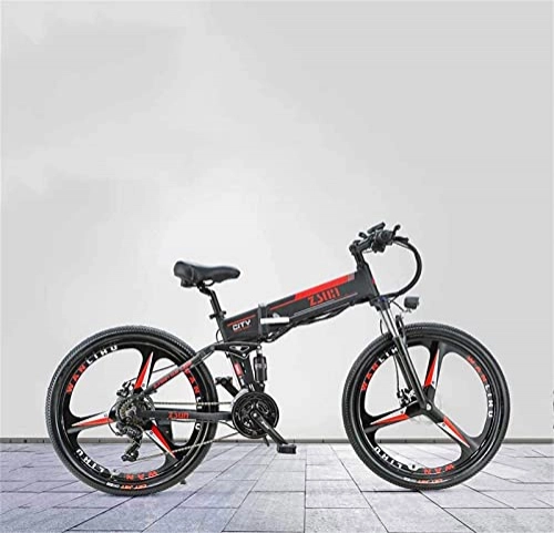 Folding Electric Mountain Bike : ZMHVOL Ebikes, 26 Inch Adult Foldable Electric Mountain Bike, 48V Lithium Battery, With Oil Brake Aluminum Alloy Electric Bicycle, 21 Speed ZDWN (Color : B)