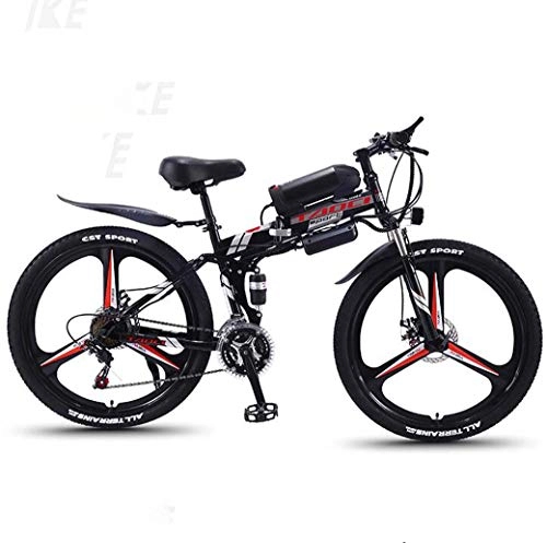Folding Electric Mountain Bike : ZTYD Electric Bike, 26" Mountain Bike for Adult, All Terrain 27-speed Bicycles, 36V 30KM Pure Battery Mileage Detachable Lithium Ion Battery, Smart Mountain Ebike for Adult, black red A2, 8AH / 40km