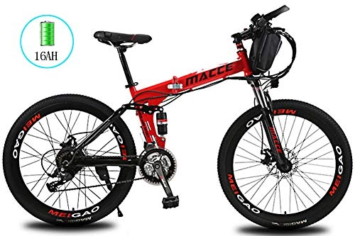 Folding Electric Mountain Bike : ZWPY Folding Electric Bike Electric Mountain Bike for Adults, 250W 26'' Electric Bicycle with Removable 36V 8AH / 20 AH Lithium-Ion Battery for Adults, 21 Speed Shifter, Red, 16A