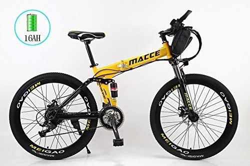 Folding Electric Mountain Bike : ZWPY Folding Electric Bike Electric Mountain Bike for Adults, 250W 26'' Electric Bicycle with Removable 36V 8AH / 20 AH Lithium-Ion Battery for Adults, 21 Speed Shifter, Yellow, 12A