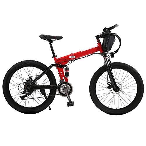 Folding Electric Mountain Bike : ZXCVB Electric Bicycle Folding Adult Mountain Bike 26 Inch 21 Speed 36V, Red