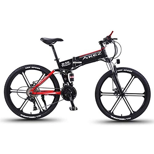 Folding Electric Mountain Bike : ZYC-WF Electric Bike for Adults and Teens Folding Comfort Mountain E-Bikes 350W Aluminum Alloy Bicycle with 3 Riding Modes for Sports Outdoor Cycling Travel Commuting, Red, Red