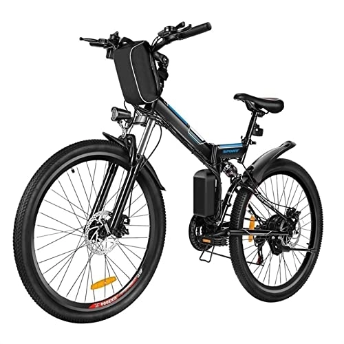 Folding Electric Mountain Bike : ZYLEDW Foldable 250W Electric Bike for Adults 15 Mph, 26inch Tire Electric Bicycle with 36V 8AH Lithium-Ion Battery 9 Speed Gears Mountain E-Bike for Adults (Color : Black)