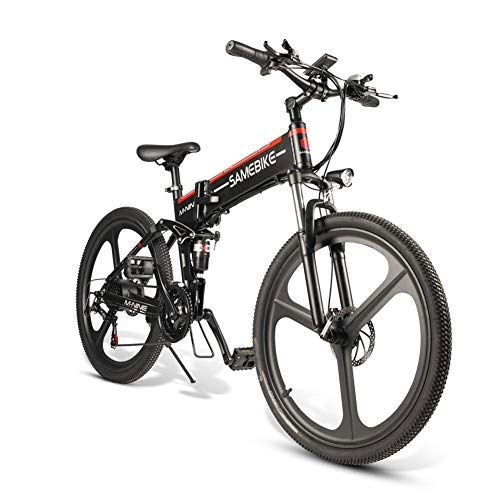 Folding Electric Mountain Bike : ZZQ Electric Mountain Bike, 21 Inch Folding E-bike, 38V 350W Large Capacity Lithium-Ion Battery and Battery Charger, Premium Full Suspension