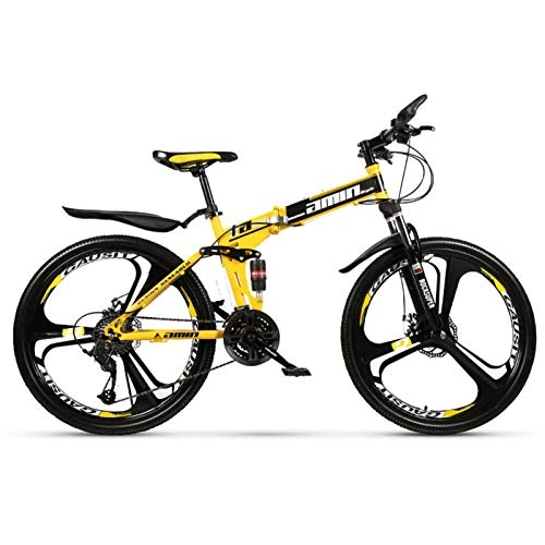 Folding Mountain Bike : 21 / 24 / 27 / 30 Speed Folding Mountain Bike, 24 / 26 Inch Double Shock Folding Outroad Bicycles with Double Disc Brake for Adults Women Men City Urban Folding MTB Bicycle D, 24 inch 21speed
