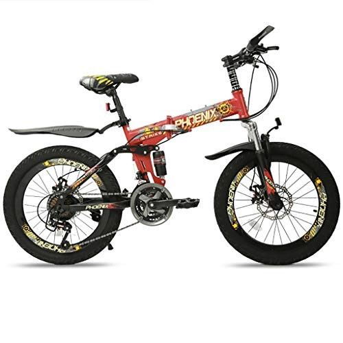 Folding Mountain Bike : 21-speed Children's Bicycle Variable Speed Folding Mountain Bike 20-inch Unisex Bicycle Double Disc Brake Double Damping Mountain Bike Suitable For 140-160cm