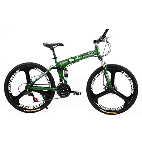 Folding Mountain Bike : 21 Speed Folding Bicycle Men Or Women Mountain Bike 24 Inch Dual Disc Brake Bike, Green2, 24speeds