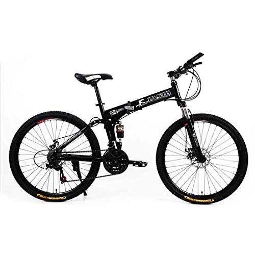 Folding Mountain Bike : 21 Speed Folding Bicycle Men Or Women Mountain Bike 26 Inch Dual Disc Brake Bike, Black, 27speeds