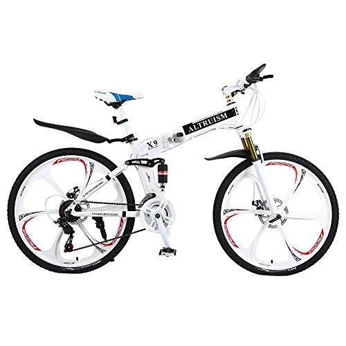Folding Mountain Bike : 21 Speed Men's Mountain Bikes 26 Inch Aluminium Womens Bicycle Disc Brakes Folding Bike