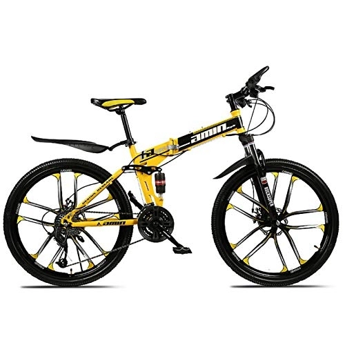 Folding Mountain Bike : 24 / 26 Inch Folding Mountain Bike, 21 / 24 / 27 / 30 Speed Double Shock MTB Folding Outroad Bicycles Double Disc Brake / Shock Absorber Fork for Adults Women Men Outdoor Bicycle A, 24 inch 24 speed