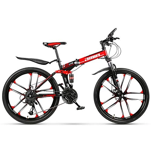 Folding Mountain Bike : 24 / 26 Inch Folding Mountain Bike, 21 / 24 / 27 / 30 Speed Double Shock MTB Folding Outroad Bicycles Double Disc Brake / Shock Absorber Fork for Adults Women Men Outdoor Bicycle B, 26 inch 27 speed