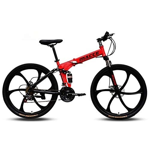 Folding Mountain Bike : 24 / 26 Inch Folding Mountain Bike, 21 / 24 / 27 Speed Double Shock High Carbon Steel Folding Outroad Bicycles Double Disc Brake Lightweight MTB Bicycle for Adults Women Men L, 24 inch 24 speed