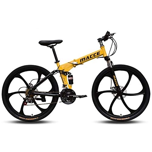 Folding Mountain Bike : 24 / 26 Inch Folding Mountain Bike, 21 / 24 / 27 Speed Double Shock High Carbon Steel Folding Outroad Bicycles Double Disc Brake Lightweight MTB Bicycle for Adults Women Men T, 26 inch 27 speed
