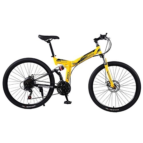 Folding Mountain Bike : 24 / 26 Inch Folding MTB Bike, 21 * 24 * 27 Speed Mountain Foldable Outroad Bicycles 51-8# Siamese finger dial High carbon steel frame Adult Mountain Bikes with Mechanical disc brake C, 26in27Speed