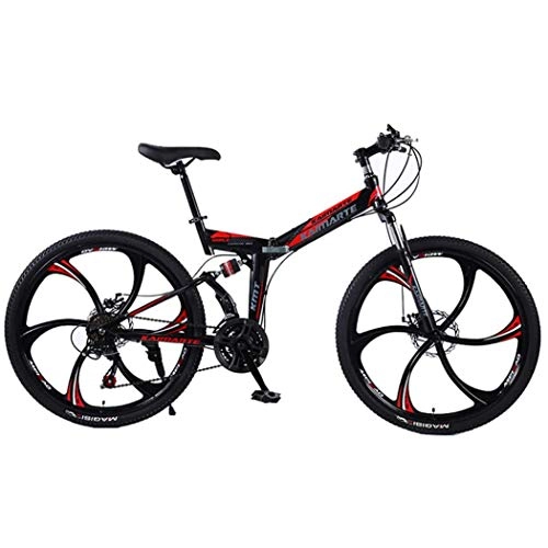 Folding Mountain Bike : 24 / 26 inch Mountain Bike, Fat Tire Foldable Bike Outroad Bicycles, Variable Speed Disc Brake, High Carbon Steel Road Bikes for Adults Students, D 21 Speed, 26 inch