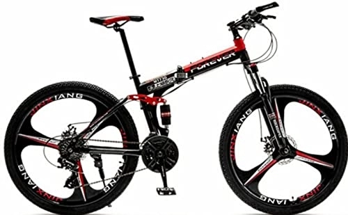 Folding Mountain Bike : 24 Inch Folding Bike for Adults, 21 Speeds Lightweight Foldable Bicycle with Dual Disc Brake Urban Road Bike Men Women Bike, Sports Outdoor Adult Bike Red, 26 inches
