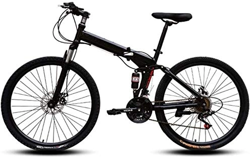 Folding Mountain Bike : 24 inch Mountain Bikes, Easy to Carry Folding High Carbon Steel Frame Variable Speed Double Shock Absorption Foldable Bicycle 6-6, 27 Speed fengong