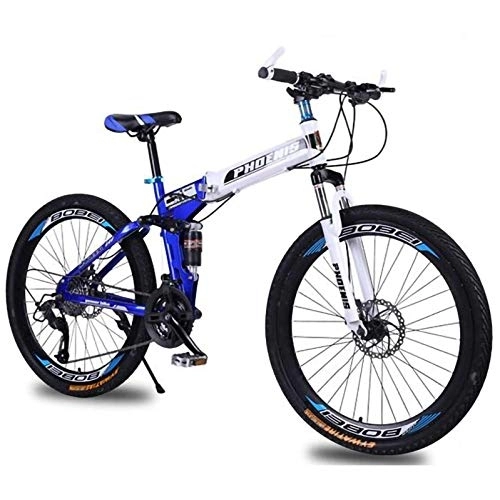 Folding Mountain Bike : 26 Inch Folding Mountain Bike, 24 / 27 Speed Adult Men Women MTB Bicycle Double Shock-Absorbing Disc Brake Folding Mountain Bike Male and Female Student Bicycle A, 26in24Speed
