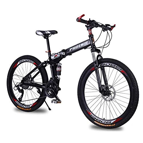Folding Mountain Bike : 26 Inch Folding Mountain Bike, 24 / 27 Speed Adult Men Women MTB Bicycle Double Shock-Absorbing Disc Brake Folding Mountain Bike Male and Female Student Bicycle B, 26in27Speed