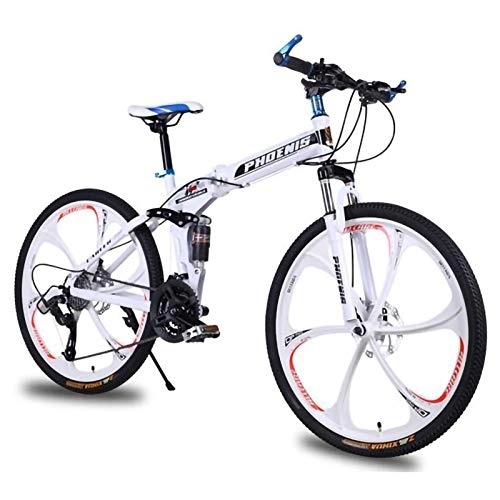 Folding Mountain Bike : 26 Inch Folding Mountain Bike, 24 / 27 Speed Adult Men Women MTB Bicycle Double Shock-Absorbing Disc Brake Folding Mountain Bike Male and Female Student Bicycle B, 26in27Speed