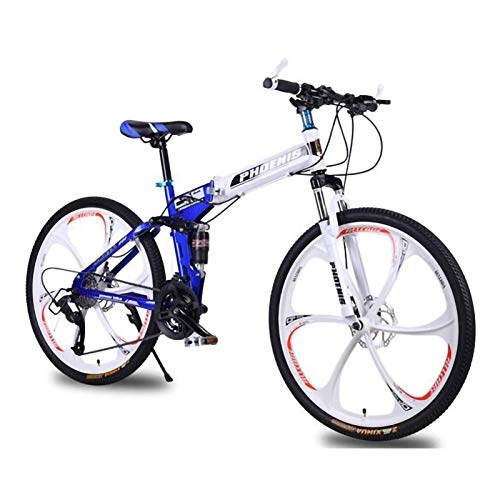 Folding Mountain Bike : 26 Inch Folding Mountain Bike, 24 / 27 Speed Adult Men Women MTB Bicycle Double Shock-Absorbing Disc Brake Folding Mountain Bike Male and Female Student Bicycle D, 26in24Speed