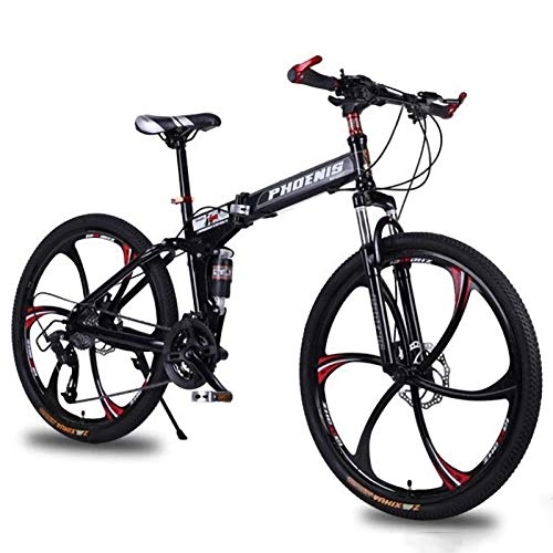 Folding Mountain Bike : 26 Inch Folding Mountain Bike, 24 / 27 Speed Adult Men Women MTB Bicycle Double Shock-Absorbing Disc Brake Folding Mountain Bike Male and Female Student Bicycle E, 26in27Speed