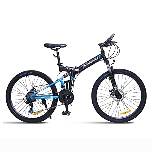 Folding Mountain Bike : 26 Inch Folding Mountain Bike with 24 Speeds, All-Terrain Bicycle with Full Suspension Dual Disk Brakes Mens Hardtail Mountain Bikes for Dirt Sand Snow More, Adult Road Bike