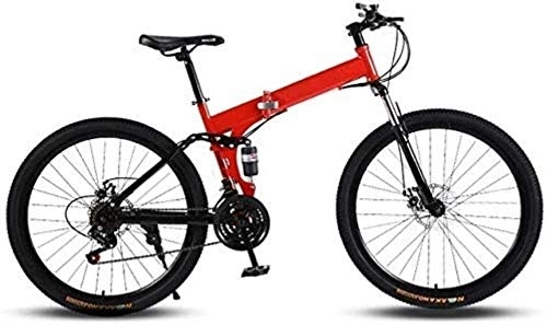 Folding Mountain Bike : 26 inch Folding Mountain Bikes General Purpose Variable Speed Double Shock Absorption All Terrain Adult Foldable Bicycle High Carbon Steel Frame 7-10, 21 Speed fengong (Color : 24 Speed)