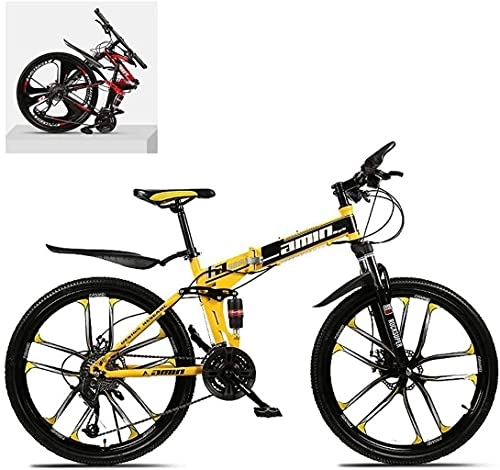 Folding Mountain Bike : 26 inch Folding Mountain Bikes High Carbon Steel Frame Double Shock Absorption Variable All Terrain Quick Adult Mountain Off-Road Bicycle 6-11 30 Spee