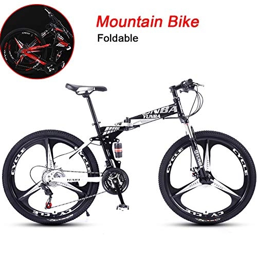 Folding Mountain Bike : 26 Inch Folding Speed Mountain Bike High Carbon Steel U-shaped Reinforced Shock-absorbing Front Fork Cross-country Bicycle Outdoor Men's And Women's Bicycles ( Color : 21speed , Size : 26inch )