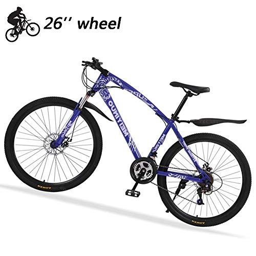 Folding Mountain Bike : 26 Inch Ladies' Mountain Bike Front Suspension 21 Speed Hybrid Bicycle Carbon Steel Gravel Road Bike with Hydraulic Disc Brakes and Adjustable Seat