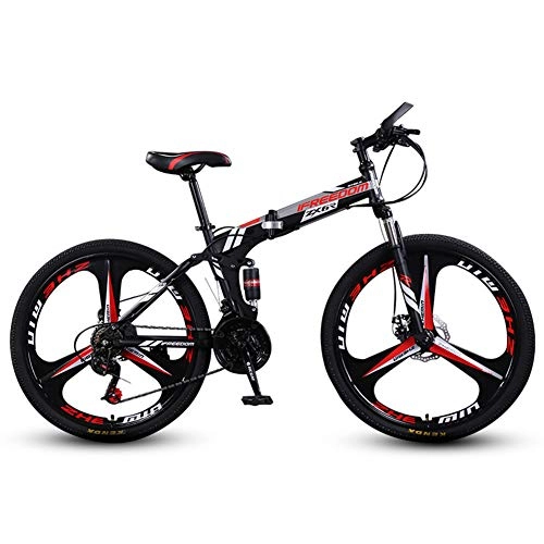Folding Mountain Bike : 26 Inch Men's Mountain Bikes, Foldable Sports / Mountain Bike 24 / 26 Inches 3 Cutter Wheel, Mountain Bicycle with Front Suspension Adjustable Seat, 24-stage shift, 24inches