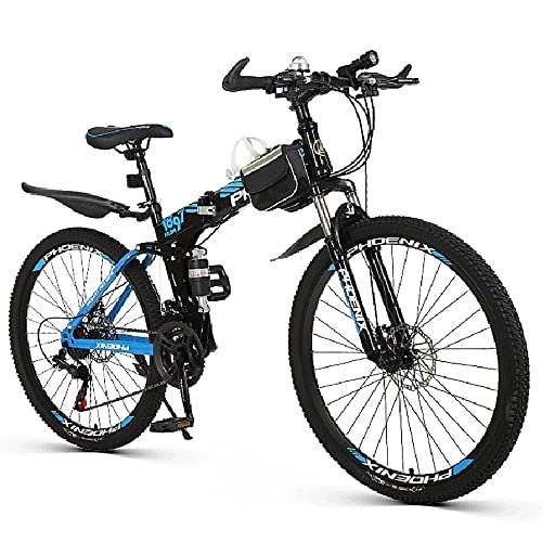 Folding Mountain Bike : 26-inch Mountain Bike, 21 Speed Mountain Foldable Bicycle With High Carbon Steel Frame and Double Disc Brake, 24 / 27 Speed Hardtail Mountain Bike With Adjustable Seat Bicycle