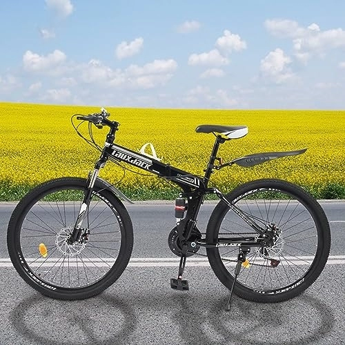 Folding Mountain Bike : 26 Inch Mountain Bike Bicycle 21 Speed with Fork Suspension Carbon Steel MTB Folding Bike Brake Discs Folding Disc Brakes Gear Folding Bike Front Suspension Fork