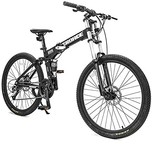 Folding Mountain Bike : 26 Inch Mountain Bikes, Adult 27-Speed Dual-Suspension Mountain Bike, Aluminum Frame Bicycle, Men's Womens Adjustable Seat Alpine Bicycle, (Color : Black, Size : Foldable)