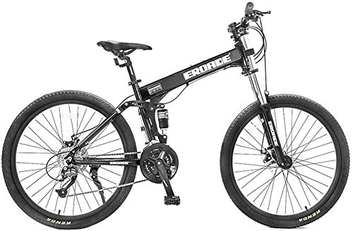 Folding Mountain Bike : 26 Inch Mountain Bikes, Adult 27-Speed Dual-Suspension Mountain Bike, Aluminum Frame Bicycle, Men's Womens Adjustable Seat Alpine Bicycle, (Color : Black, Size : Non Foldable)